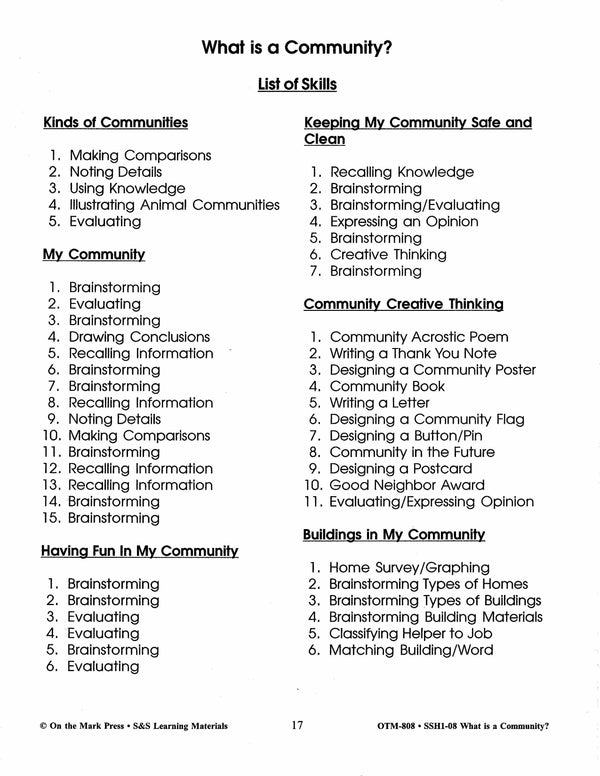 What is a Community? Grades 2-4