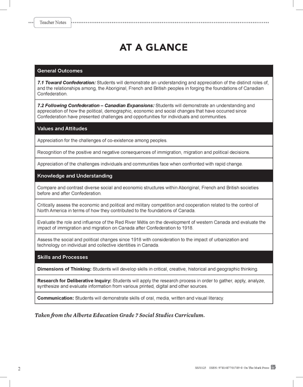 Alberta Grade 7 Social Studies: Canada: Origins, Histories & Movement